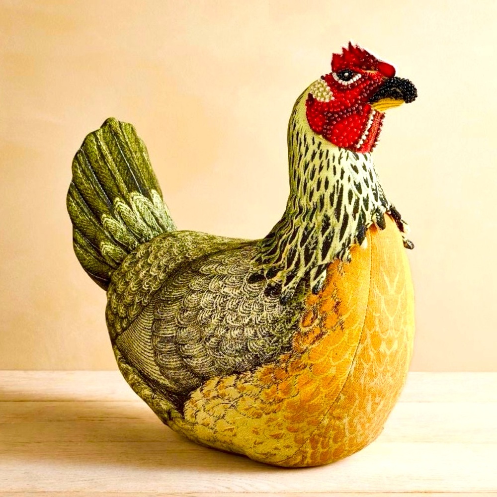 14"x13" Beaded Chicken Novelty Plush Pillow - John Derian for Target